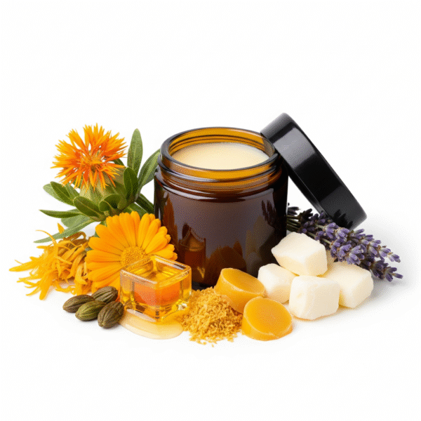 Bio-Mimicking Tallow Facial Balm with ingredients