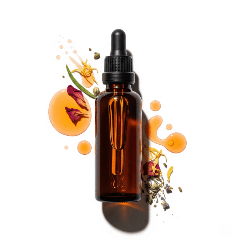 Natural oil serum with some dry petals