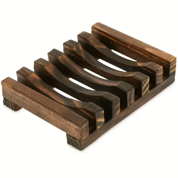 Stylish Wooden Soap Dish dark wooden colour