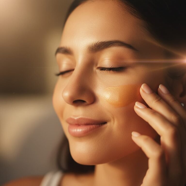 A close-up of a Latina woman's face