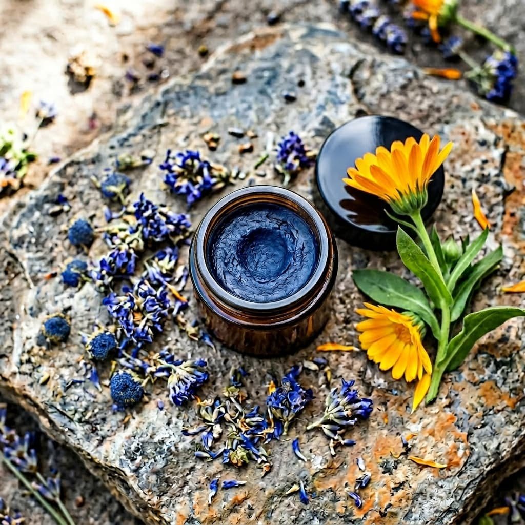 Azure Tansy balm with botanicals composition