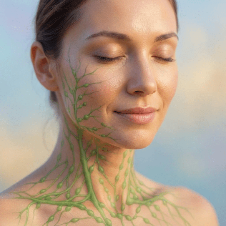 woman's face with a visible Lymphs